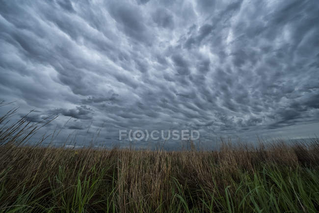 Dramatischer Himmel über der Landschaft während einer Sturmjagd im Mittleren Westen der Vereinigten Staaten; kansas, Vereinigte Staaten von Amerika — Stockfoto