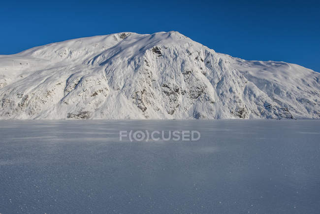 Beau lac Portage gelé au milieu de l'hiver dans le centre-sud de l'Alaska, États-Unis d'Amérique — Photo de stock
