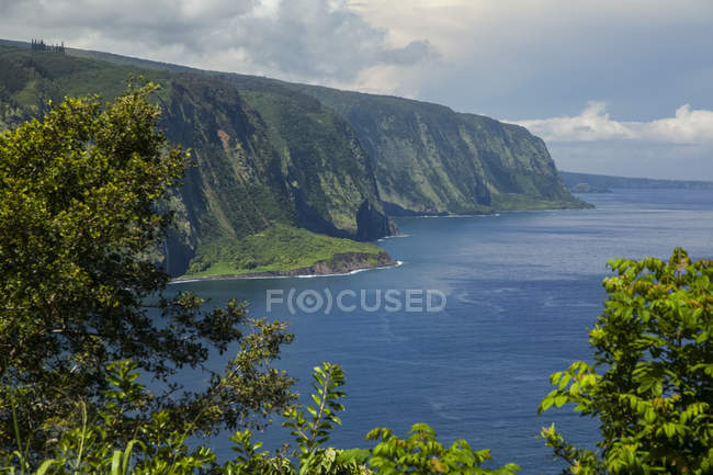 Живописный вид на долину Фампио из Фапио Лукаут, побережье Хаммба, недалеко от Гонокаа; остров Гавайи, Гавайи, США — стоковое фото