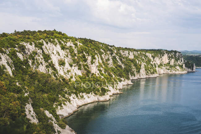 Coastline of the Gulf of Trieste in the Adriatic Sea, viewed from Duino Castle; Trieste, Friuli Venezia Giulia, Italy — Stock Photo