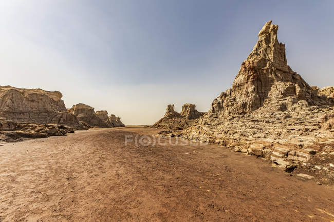 Vista panorámica de la depresión de Danakil, un cañón hecho de sal, Dallol, región de Afar, Etiopía - foto de stock