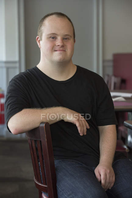 Portrait of caucasian man with Down Syndrome — Stock Photo