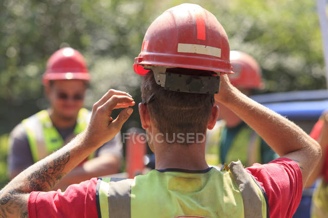 Trabalhadores da construção a fazer uma pausa — Fotografia de Stock