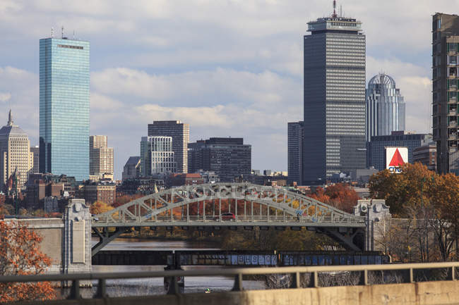 Vista panorámica del paisaje urbano de Boston - foto de stock