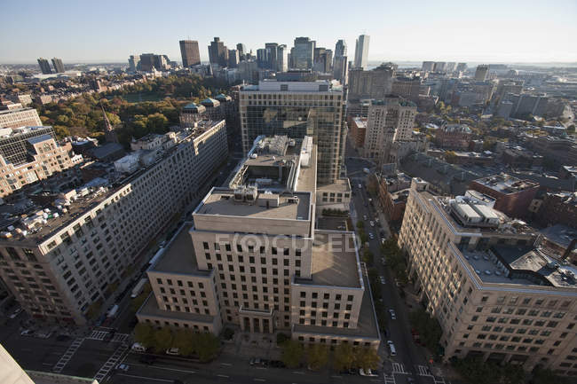 High angle view of cityscape, Boston Common, Boston, Massachusetts, USA — Stock Photo