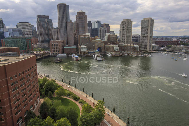 Вид на Бостон с высоты птичьего полета, Мокли Корт, Бостон, Массачусетс, США — стоковое фото