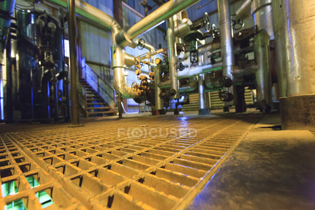 Hot water pipe ducting at an electric plant — Stock Photo