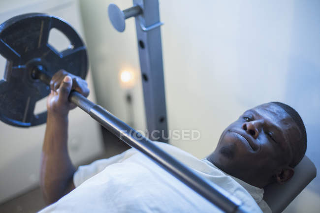 Man with Williams Syndrome exercising — Stock Photo