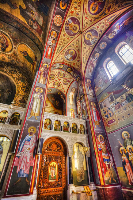 Scenic view of frescoes, St Johns Forerunners Parish; Athens, Greece — стокове фото