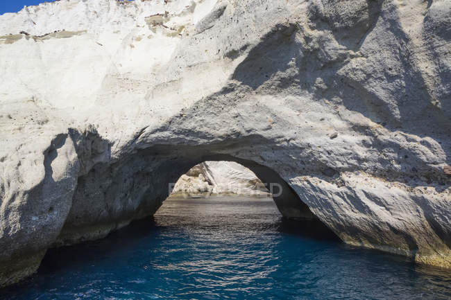 Scenic view of The Cave of Sykia; Milos Island, Cyclades, Greece — стоковое фото