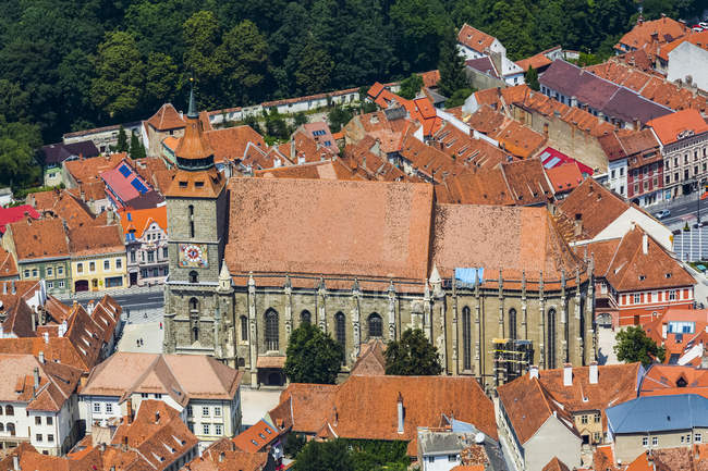 Vista panoramica della Chiesa Nera; Brasov, Transilvania, Romania — Foto stock
