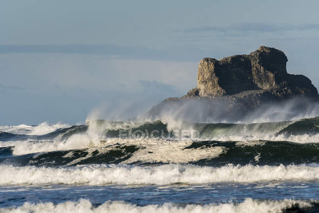 Castle Rock un importante punto di riferimento nei pressi di Arch Cape sulla costa dell'Oregon; Arch Cape, Oregon, Stati Uniti d'America — Foto stock