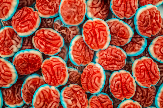 Colourful pile of brain gummy candies — Stock Photo