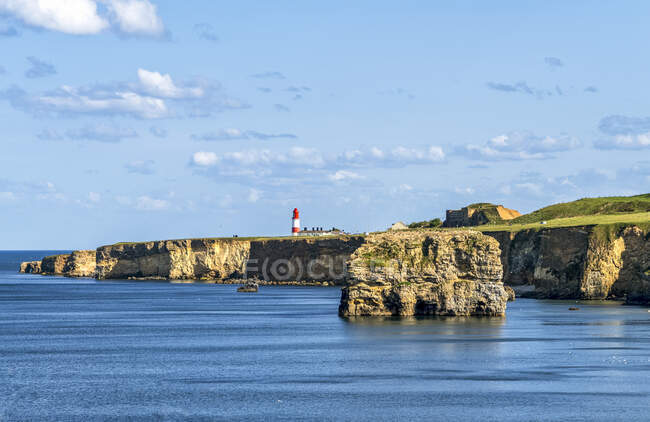 Souter Lighthouse, Marsden Head; South Shields, Tyne and Wear, Inglaterra - foto de stock