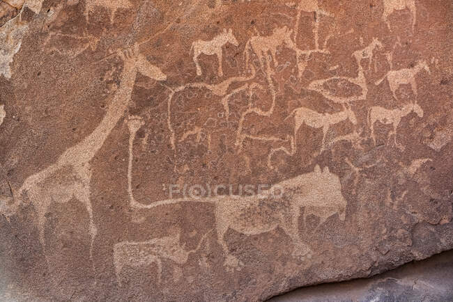 Twyfelfontein, an ancient rock engravings site in Damaraland; Kunene Region, Namibia — Stock Photo
