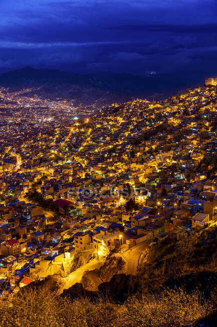 Ночь над Ла-Пасом, Ла-Пас, Педро Доминго Мурильо, Боливия — стоковое фото