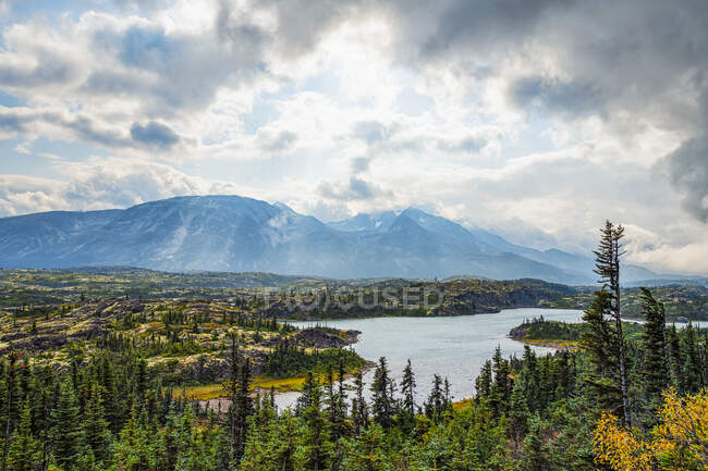The landscape of Wright Pass hear the Canada / United States border; Yukon, Canada — Stock Photo
