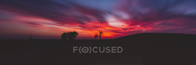 Puesta de sol en el desierto cerca de Dubai; Emiratos Árabes Unidos - foto de stock