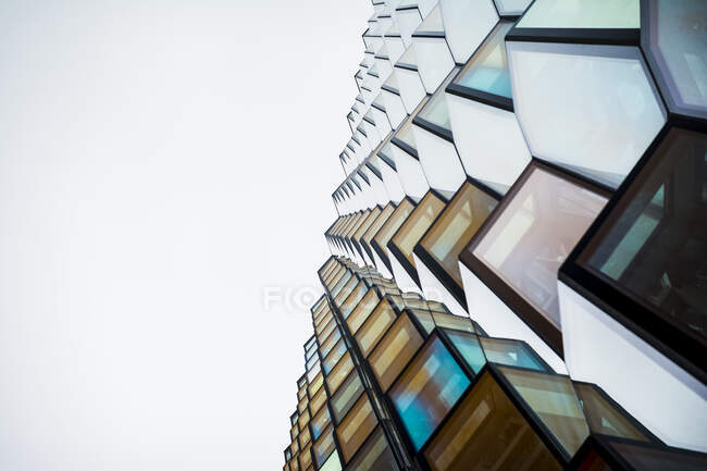 Abstract wide low angle details of windows, Harpa Concert Hall and Conference Centre; Reykjavik, Reykjavik, Iceland — Stock Photo