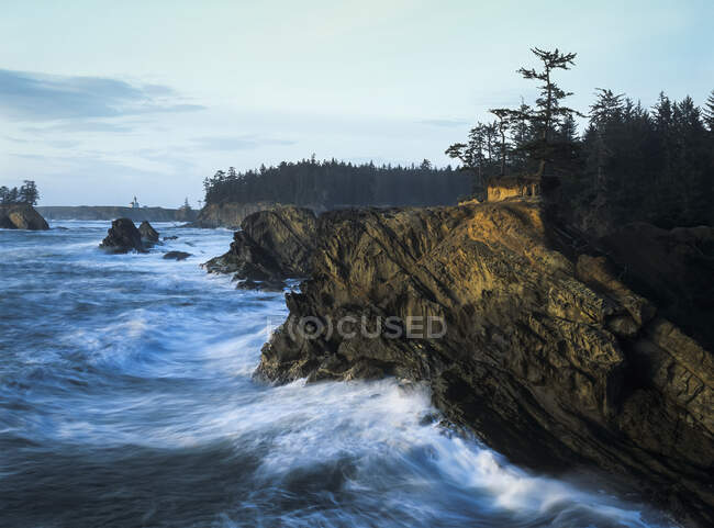 Surf Eroding The Oregon Coastline; Charleston, Oregon, United States Of America — стокове фото