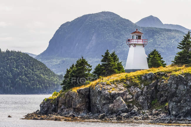 Woody Point Lighthouse In Bonne Bay; Newfoundland And Labrador, Canada — Stock Photo
