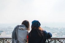 Junge Erwachsene asiatische Freundinnen im Park, Rückansicht — Stockfoto