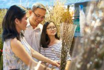 RELEASES Glückliche asiatische Familie verbringt Zeit miteinander auf dem chinesischen Neujahrsmarkt — Stockfoto
