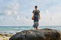 Young woman walking by the beach in Koh Kood, Thailand — Stock Photo