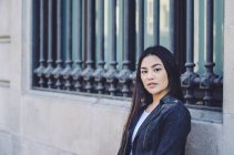 Portrait of a young asian woman in Barcelona, spain — Stock Photo
