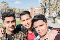Indian tourists visiting in Barcelona Spain — Stock Photo