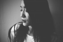 Attractive asian woman portrait monochrome — Stock Photo