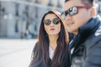 Chinese couple of tourists in Madrid, Spain — Stock Photo