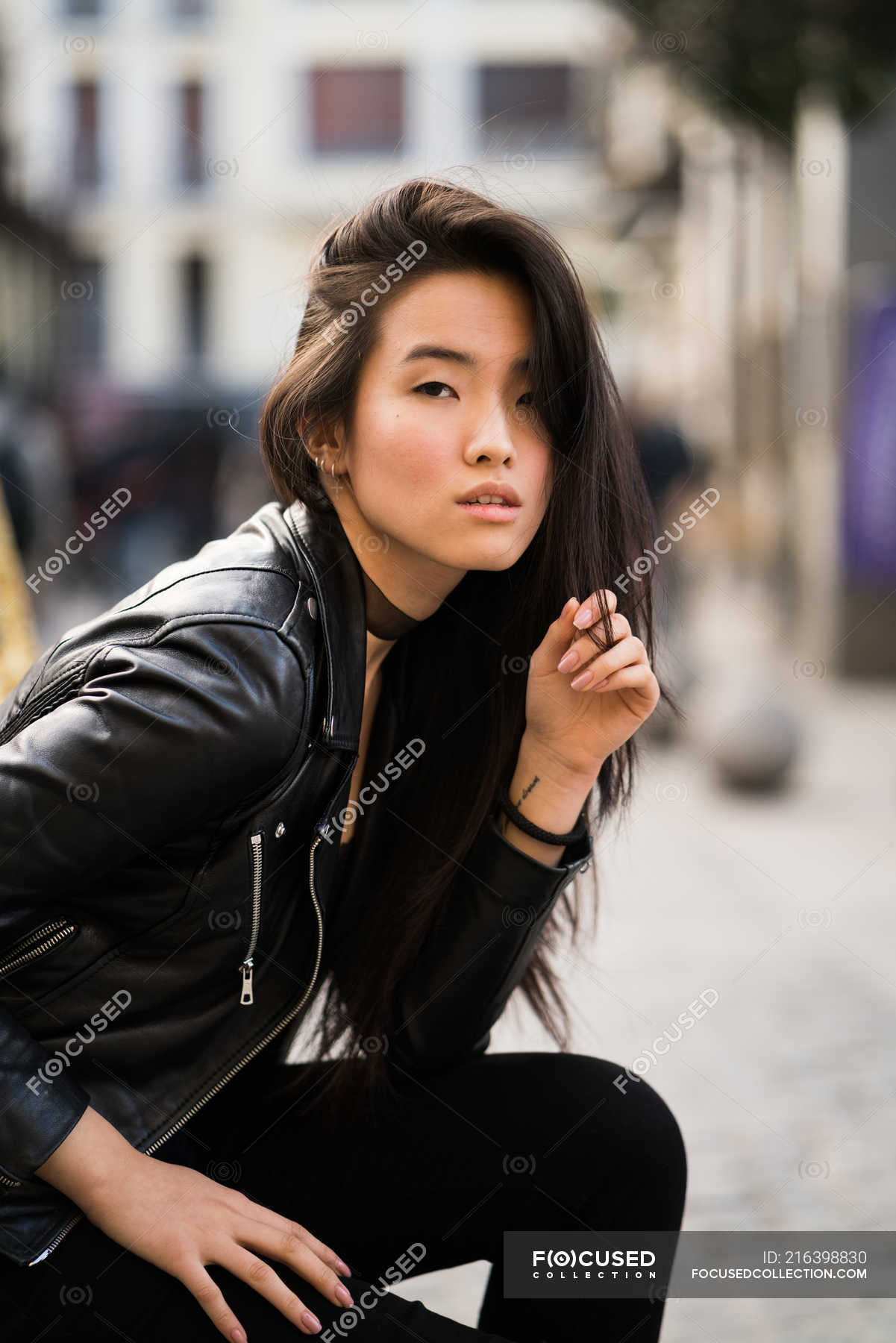 asian girl in leather