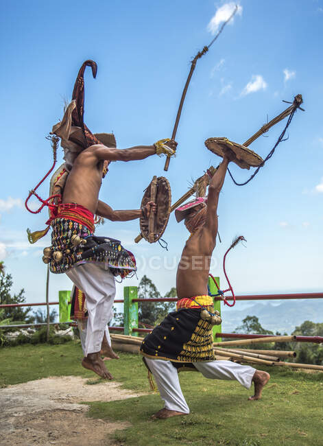 Tradizionale East Manggarai Flores, danza di guerra dei Caci. — Foto stock