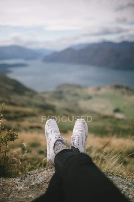 Точка зрения фотографа в Национальном парке Маунтин Кук, Новая Зеландия — стоковое фото