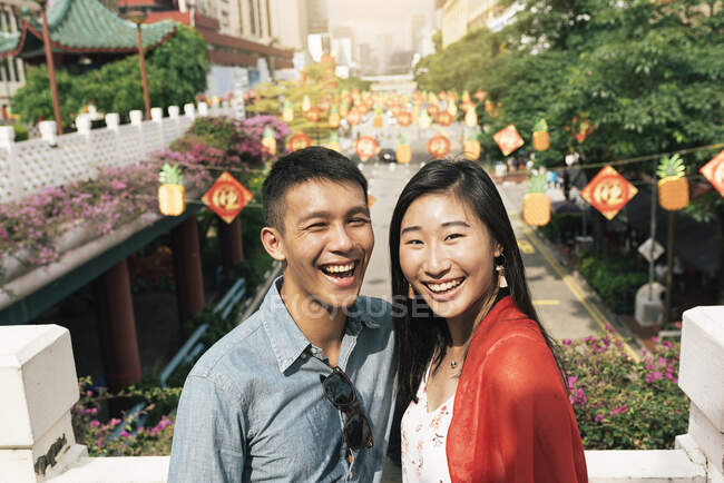 Asian Chinese Couple spending time together in Chinatown — Stock Photo