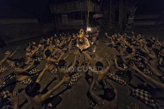 Kecak is a form of Balinese dance and music drama that developed in the 1930s in Bali. — Stock Photo