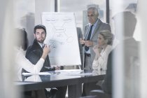 Uomo d'affari alla guida di una presentazione — Foto stock