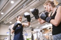 Women boxing in gym — Stock Photo