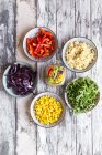Glass of rainbow salad with bulgur — Stock Photo
