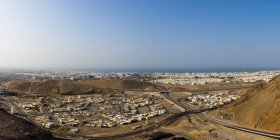 View of of small town on sand field, arabia, oman — Stock Photo