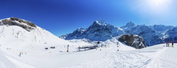 Winter mountains landscape with ski resort — Stock Photo