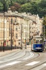 View of old street and tram  during daytime, krakow, poland — Stock Photo