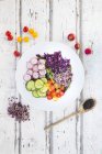 Bio-Blattsalat mit gemischtem Gemüse — Stockfoto