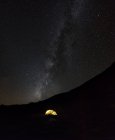 Nepal, Himalaya, Khumbu, Everest region with tent at night — Stock Photo