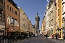 Germany, Lutherstadt Wittenberg, castle church and downtown — Stock Photo