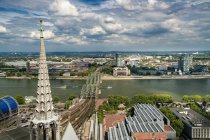Germany, Cologne, view to Deutz and Rhine River from roof top of Cologne Cathedral — Stock Photo