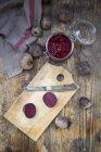 Preserving jar of pickled beetroots — Stock Photo