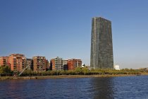 Німеччина, Гессен, Франкфурт, ЄЦБ башта над водою — Stock Photo
