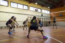 Volleyball player digging the ball during a volleyball match — Stock Photo